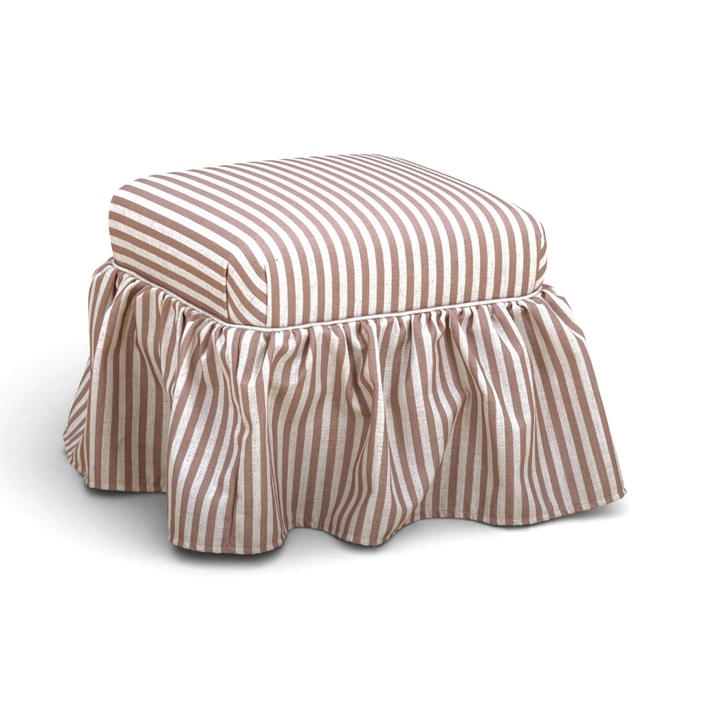Gertrude Striped Performance Linen Skirted Ottoman