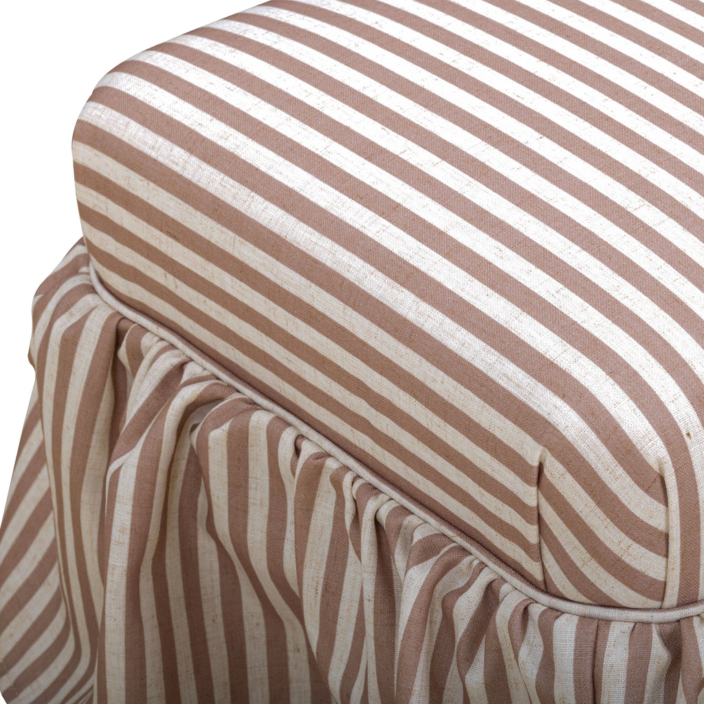 Gertrude Striped Performance Linen Skirted Ottoman
