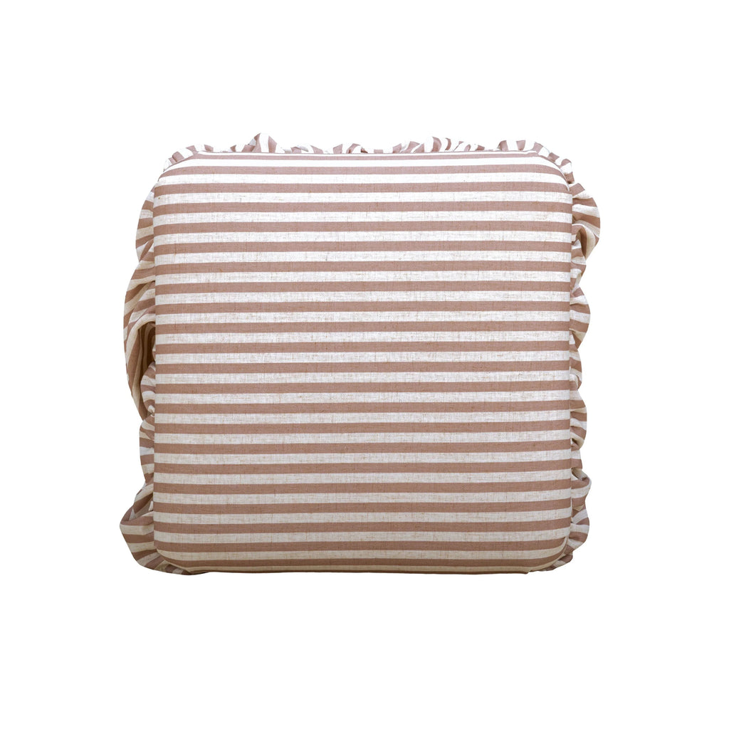 Gertrude Striped Performance Linen Skirted Ottoman