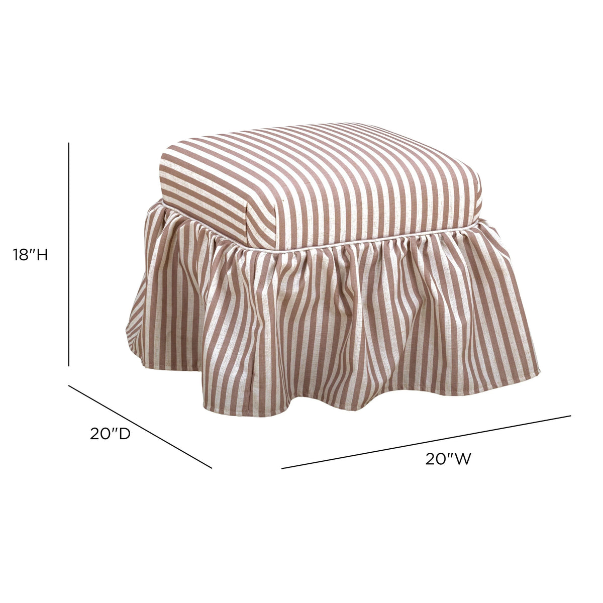 Gertrude Striped Performance Linen Skirted Ottoman