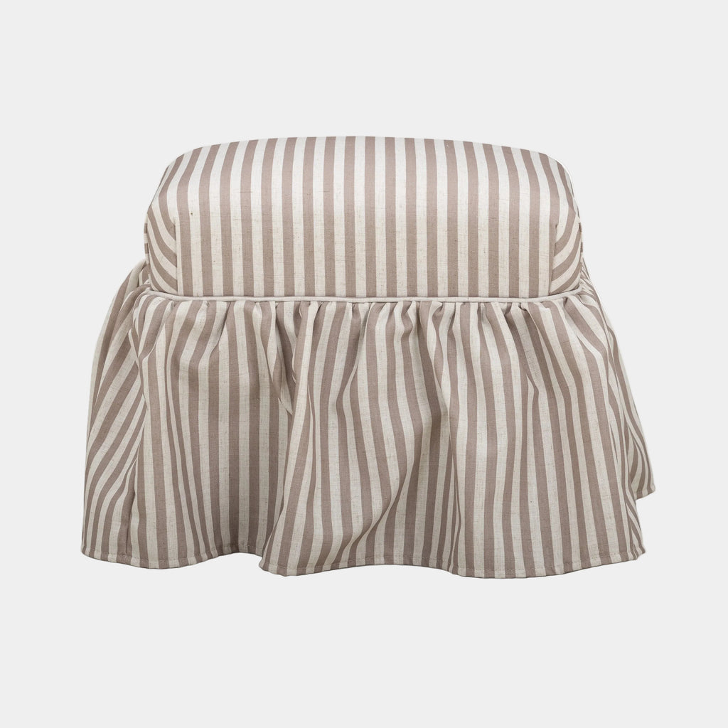 Gertrude Striped Performance Linen Skirted Ottoman