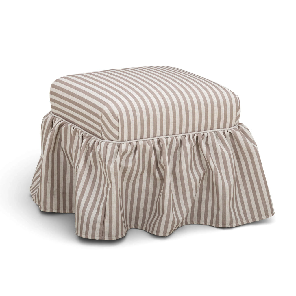 Gertrude Striped Performance Linen Skirted Ottoman