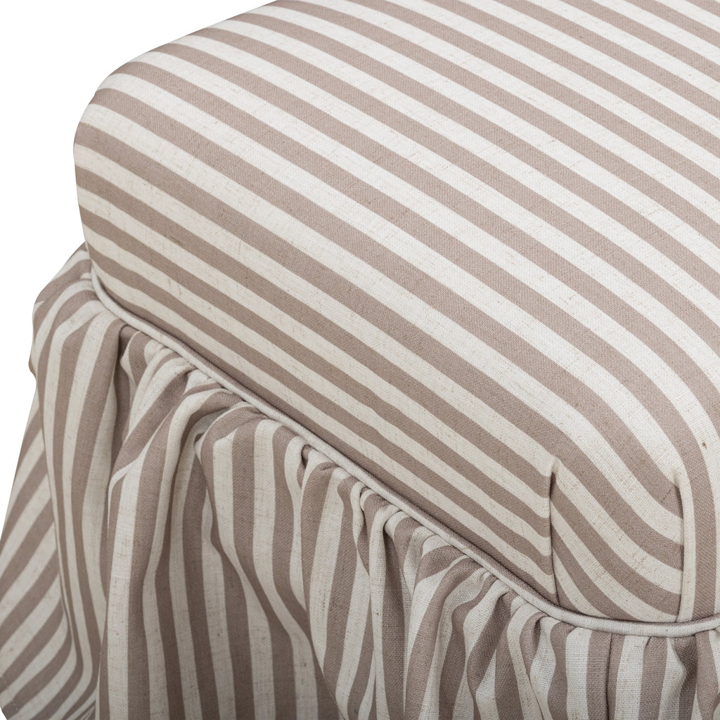 Gertrude Striped Performance Linen Skirted Ottoman