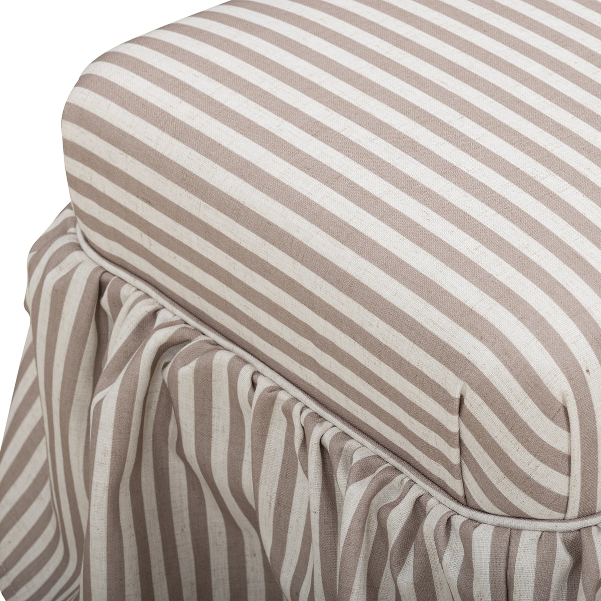 Gertrude Striped Performance Linen Skirted Ottoman
