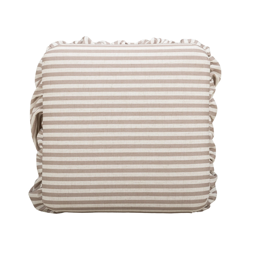 Gertrude Striped Performance Linen Skirted Ottoman