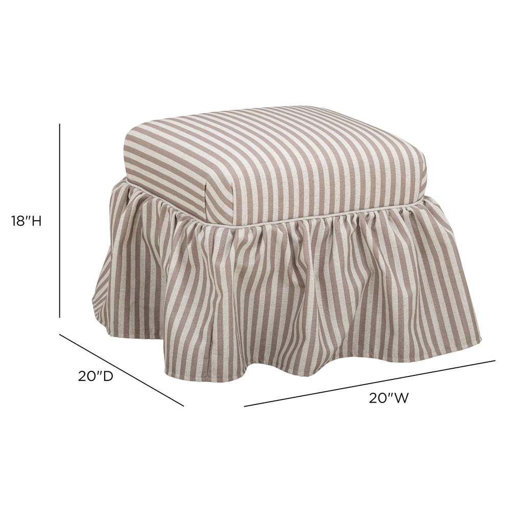 Gertrude Striped Performance Linen Skirted Ottoman