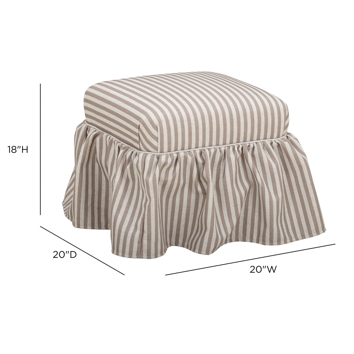 Gertrude Striped Performance Linen Skirted Ottoman
