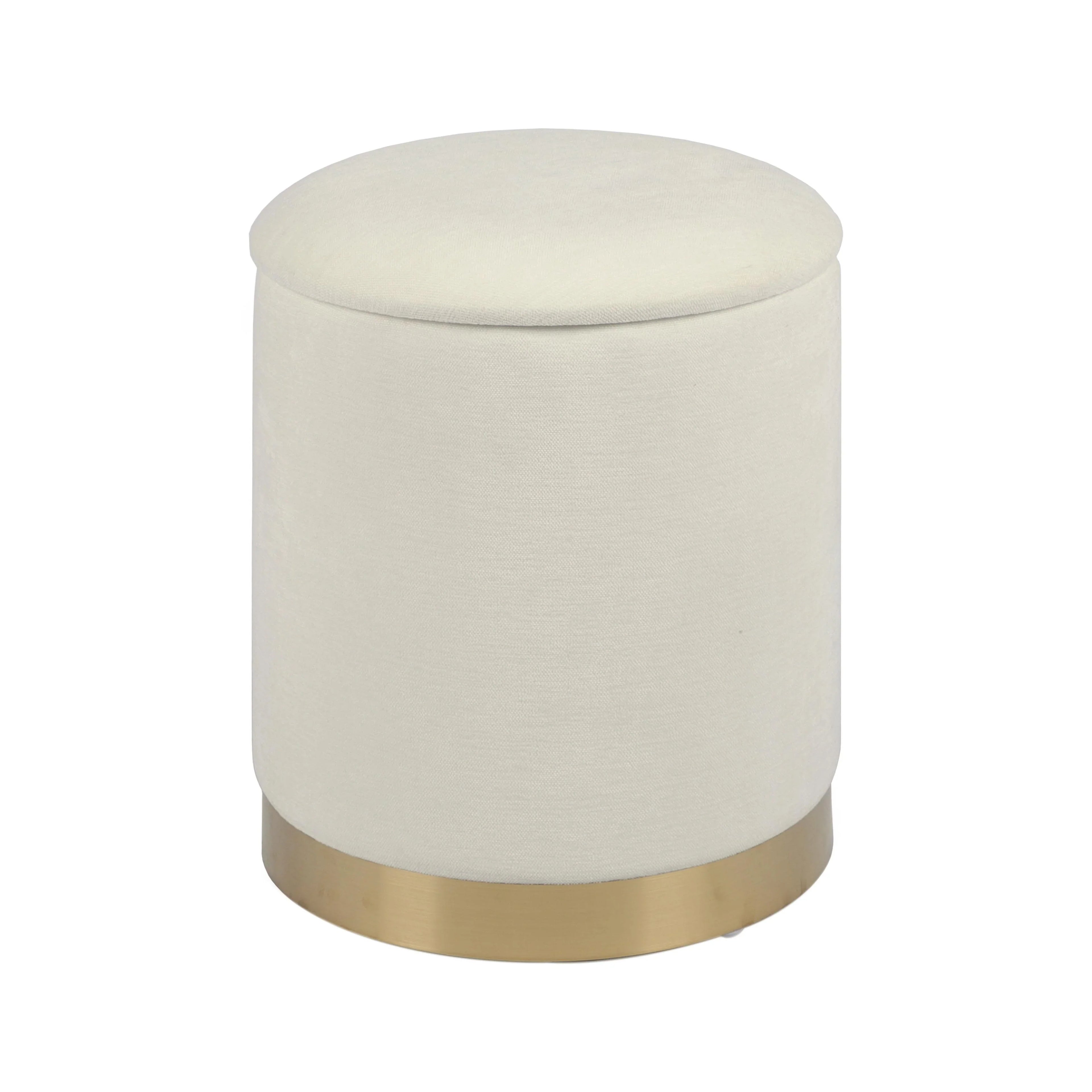 Zoe Cream Chenille Storage Ottoman