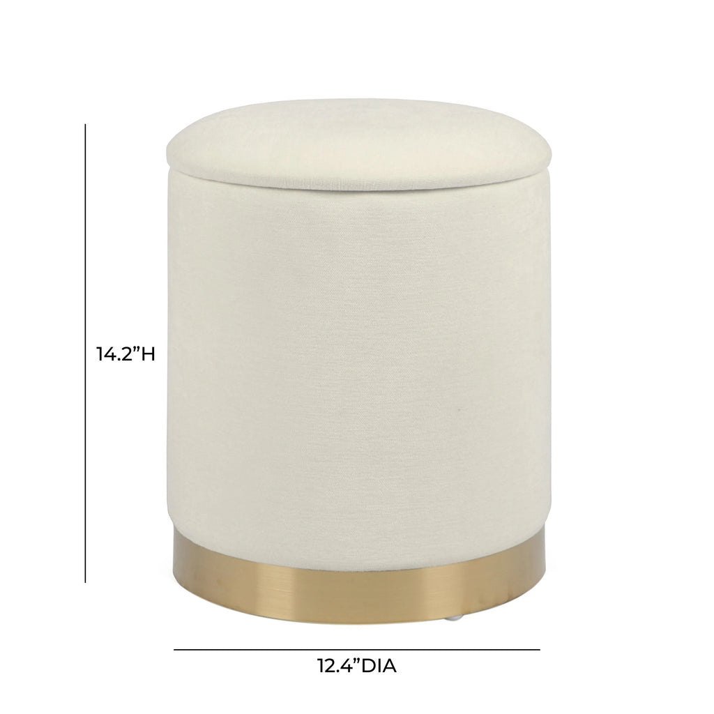 Zoe Cream Chenille Storage Ottoman
