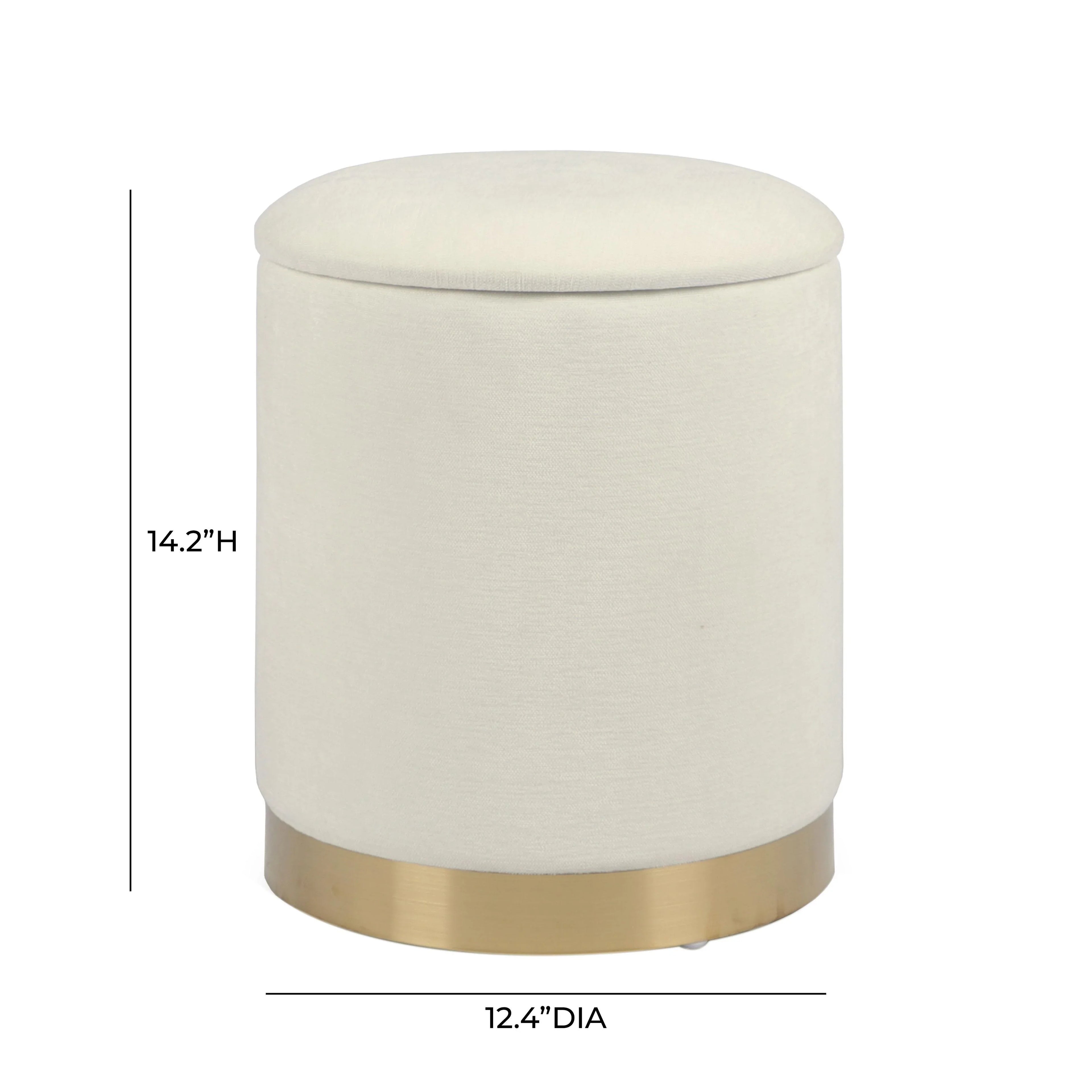 Zoe Cream Chenille Storage Ottoman