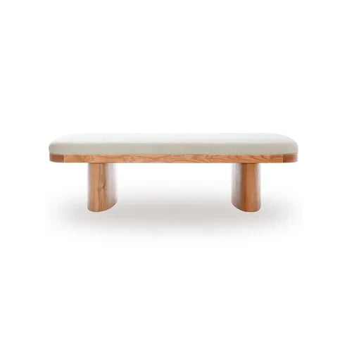 Ollie 56.5" White Performance Boucle Large Bench