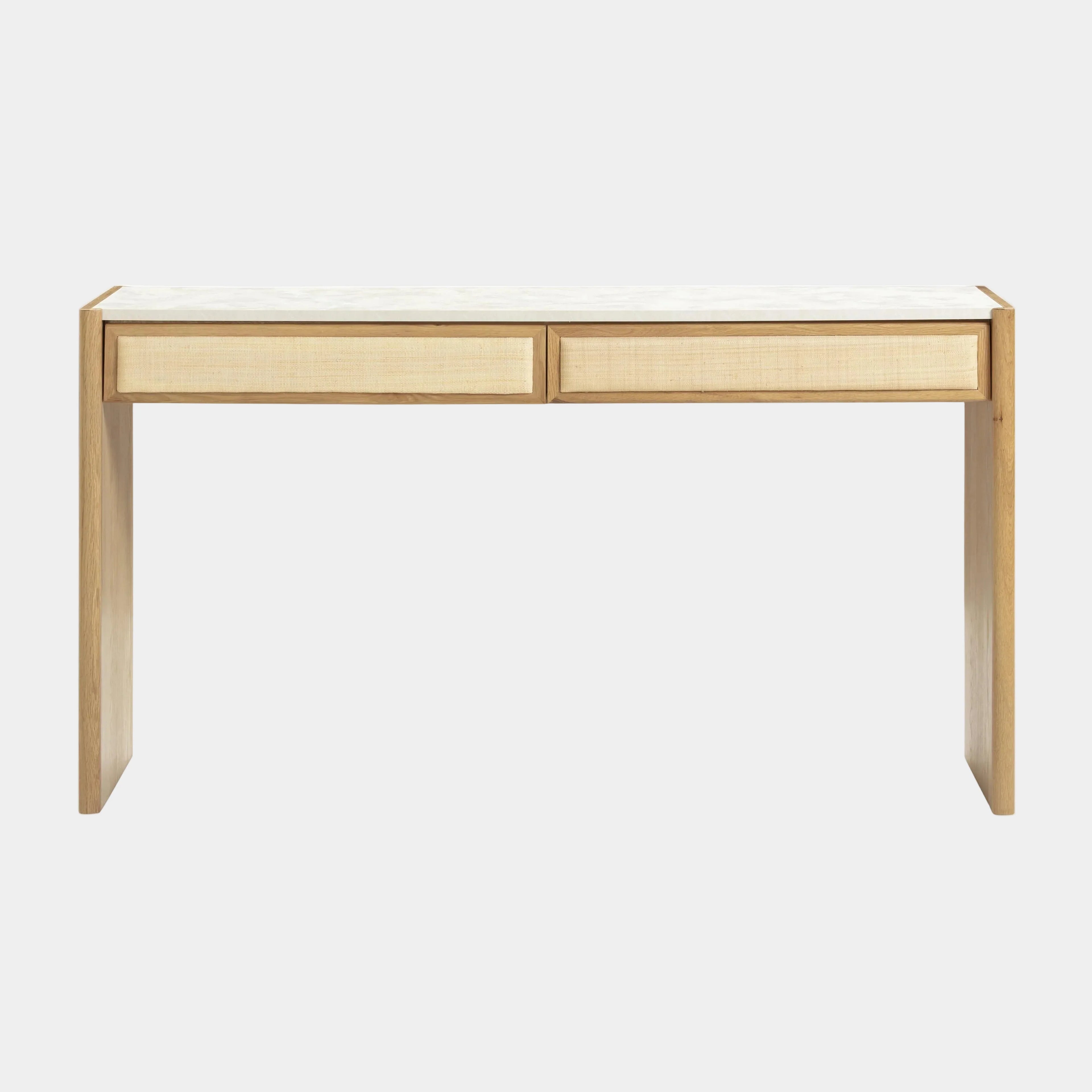 Paige 56" Natural Oak 2-Drawer Console Desk