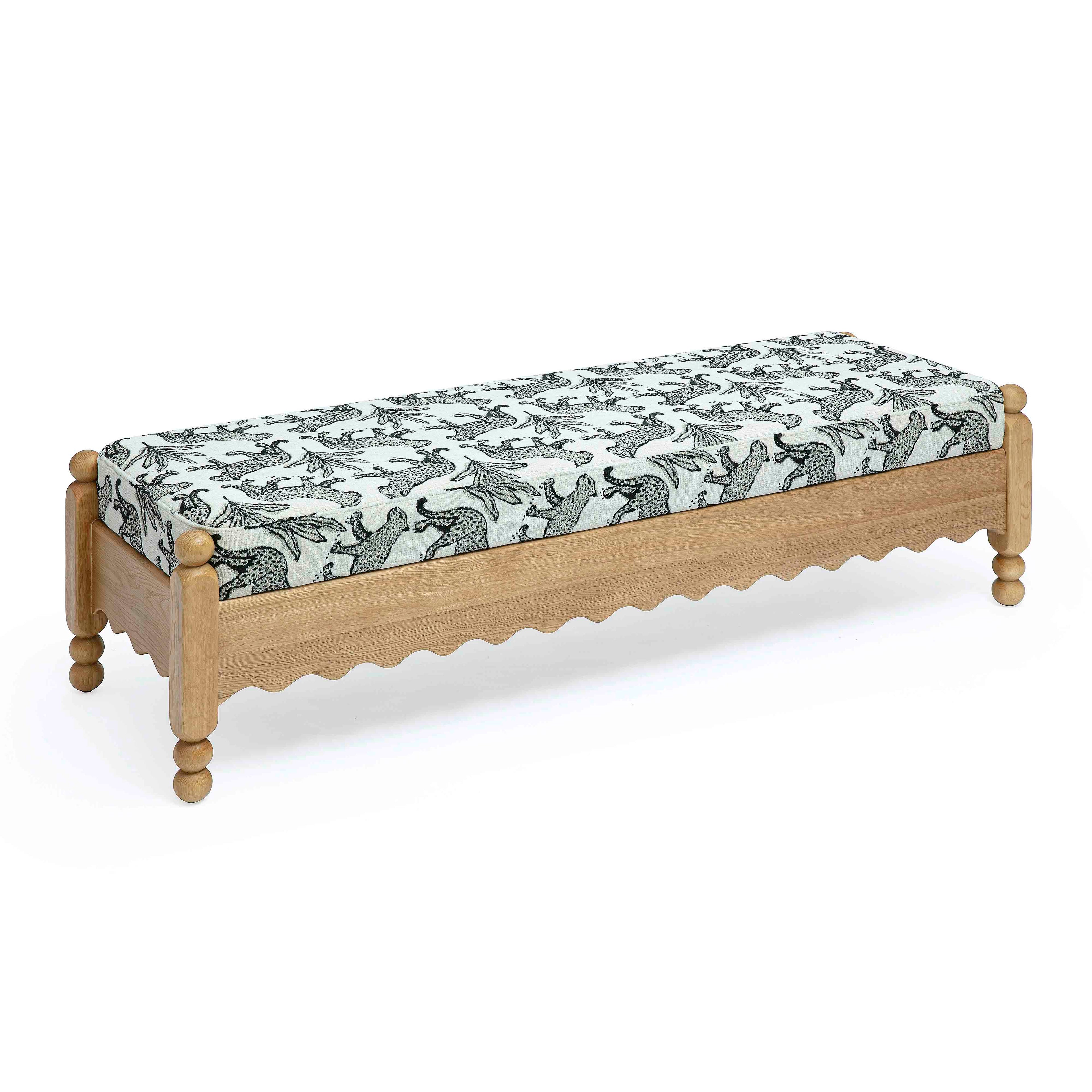 Thelma 56" Leopard Performance Jacquard Fabric Bench