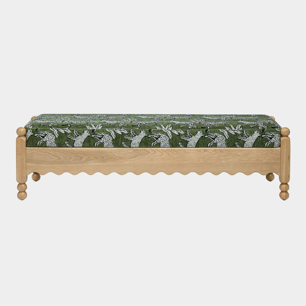Thelma 56" Leopard Performance Jacquard Fabric Bench