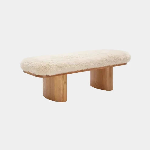 Ollie 48" Contract-Grade Straight Vegan Shearling Bench