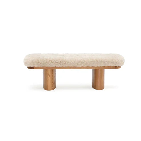 Ollie 48" Contract-Grade Straight Vegan Shearling Bench