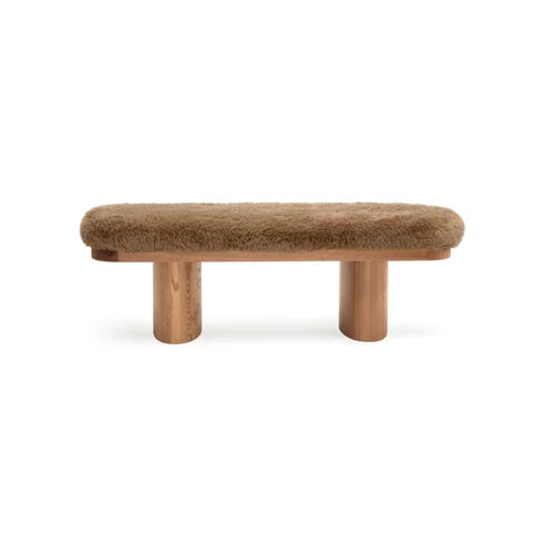 Ollie 48" Contract-Grade Straight Vegan Shearling Bench