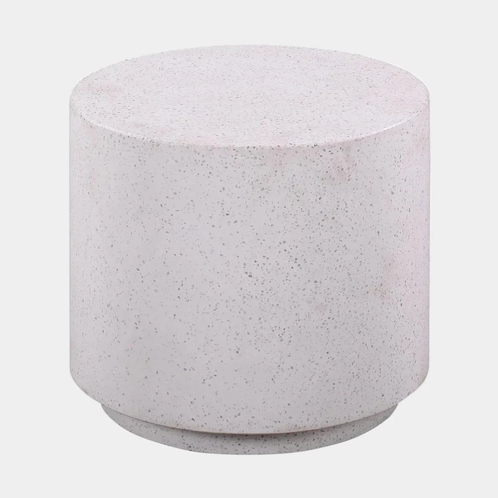 Terrazzo Light Speckled Concrete Round Side Table