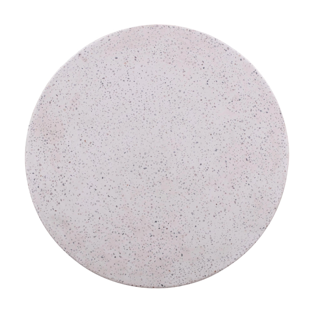 Terrazzo Light Speckled Concrete Round Side Table