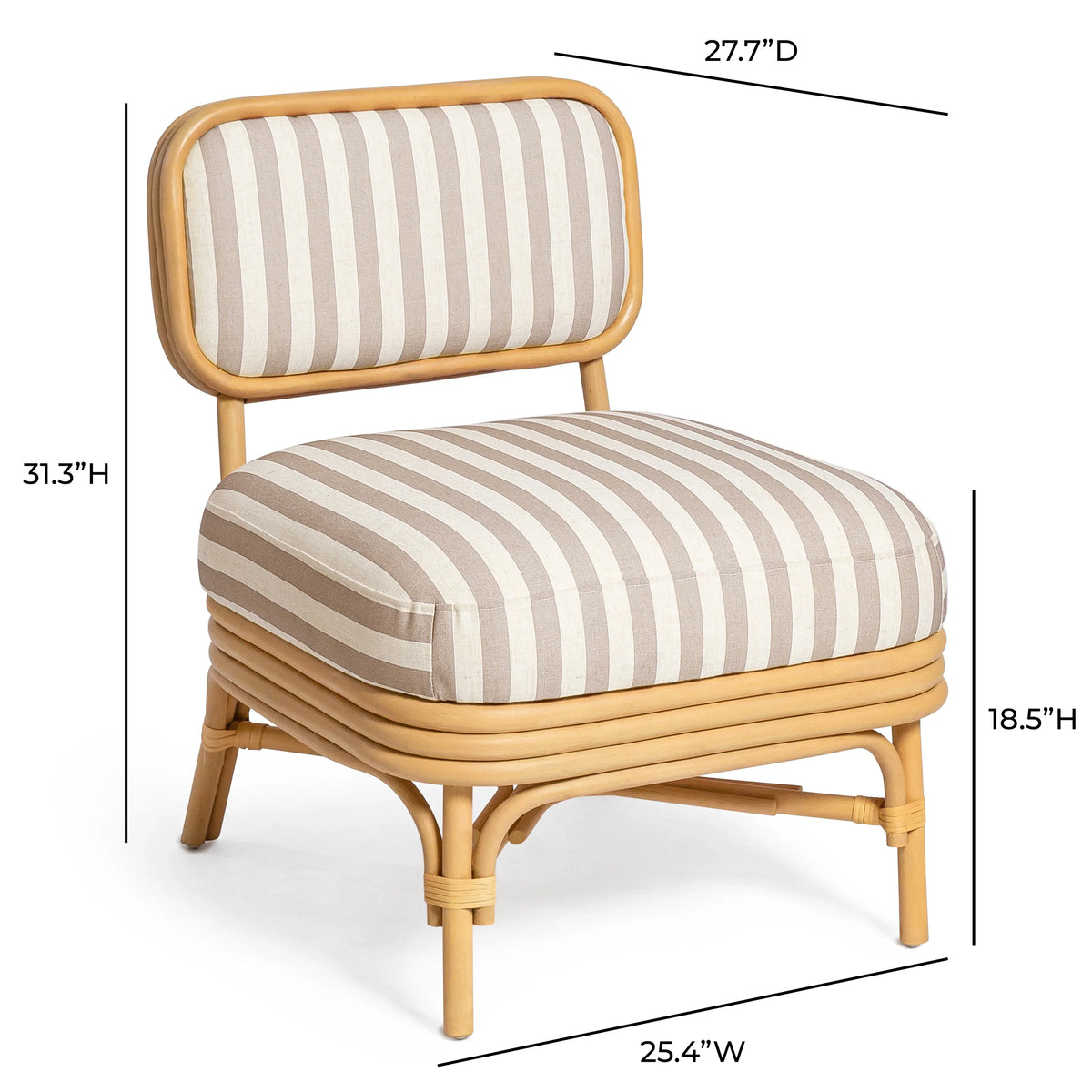 Dorine Striped Performance Linen & Rattan Accent Chair