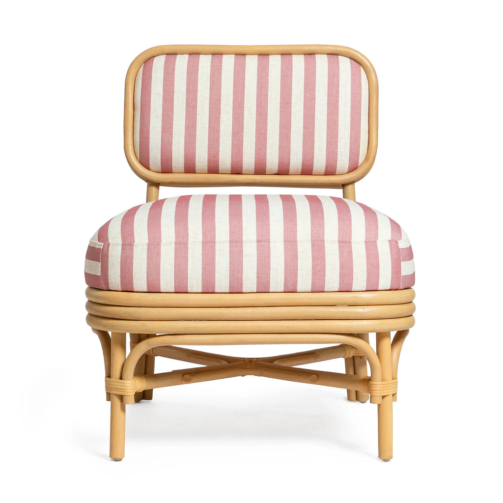 Dorine Striped Performance Linen & Rattan Accent Chair