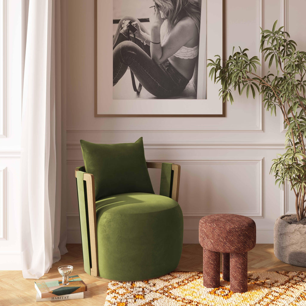 Paolo Upcycled Contract-Grade Fabric Swivel Accent Chair