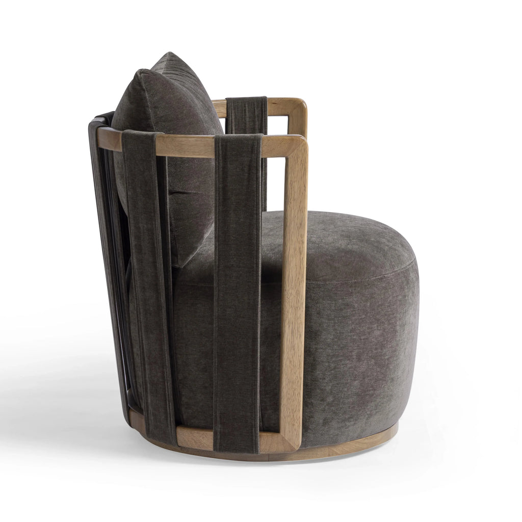 Paolo Upcycled Contract-Grade Fabric Swivel Accent Chair