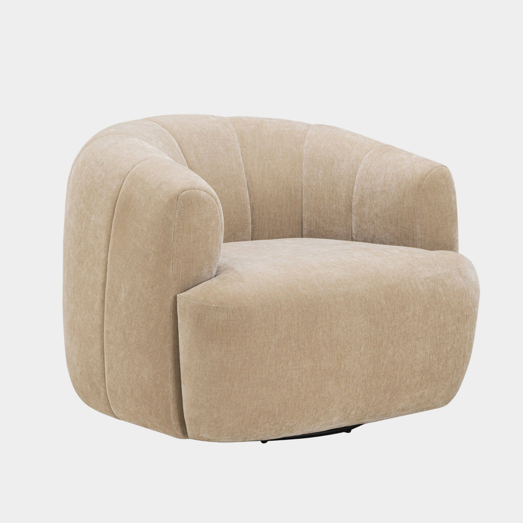 Jasmine Upcycled Contract-Grade Basketweave Fabric Swivel Accent Chair