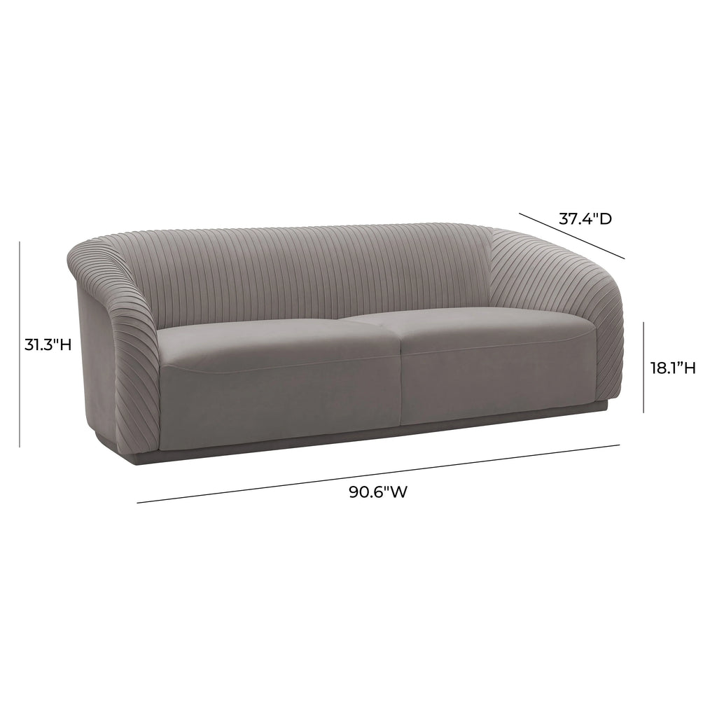 Yara 90.6" Pleated Performance Velvet Sofa