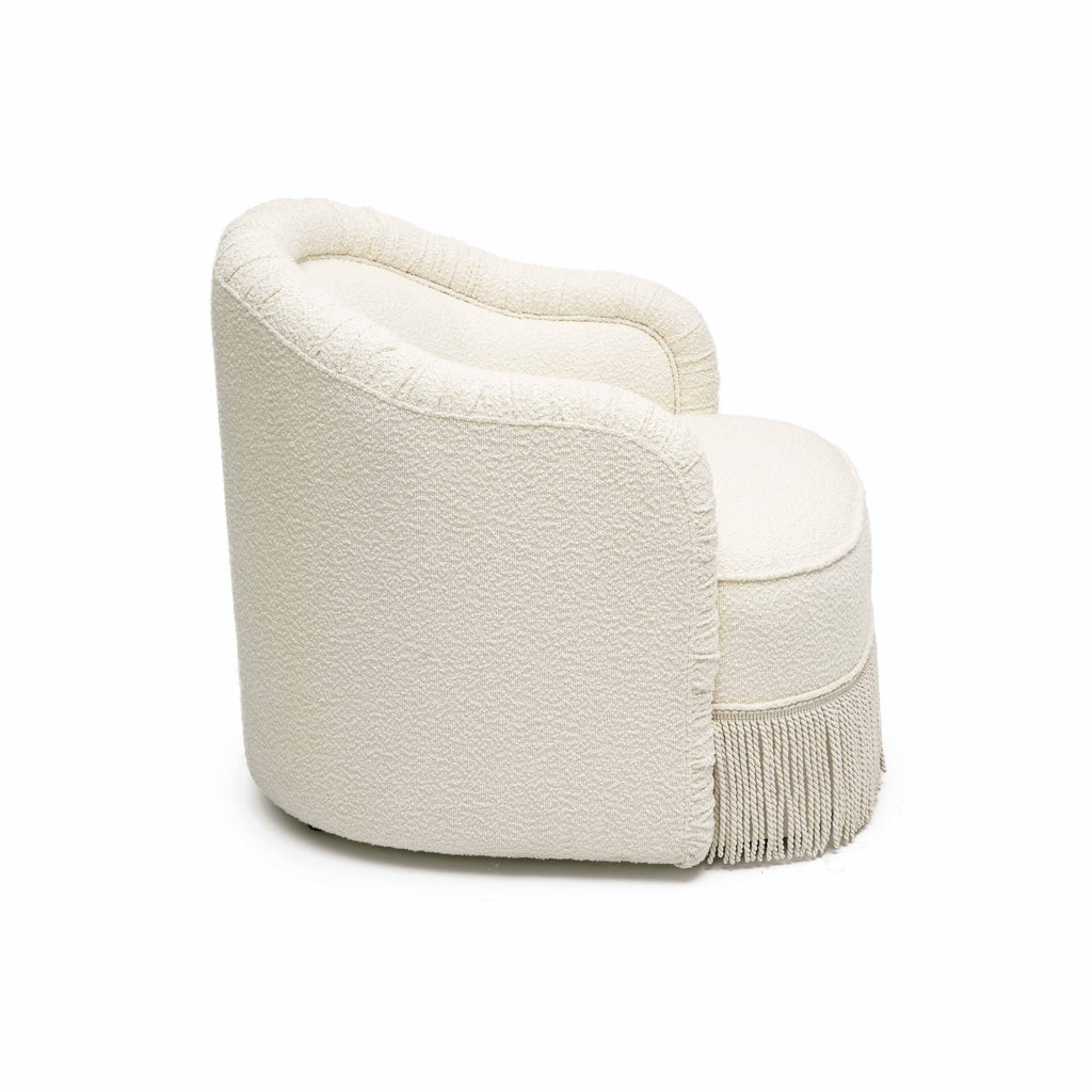 Pamela Cream Performance Boucle Tasseled Lounge Accent Chair