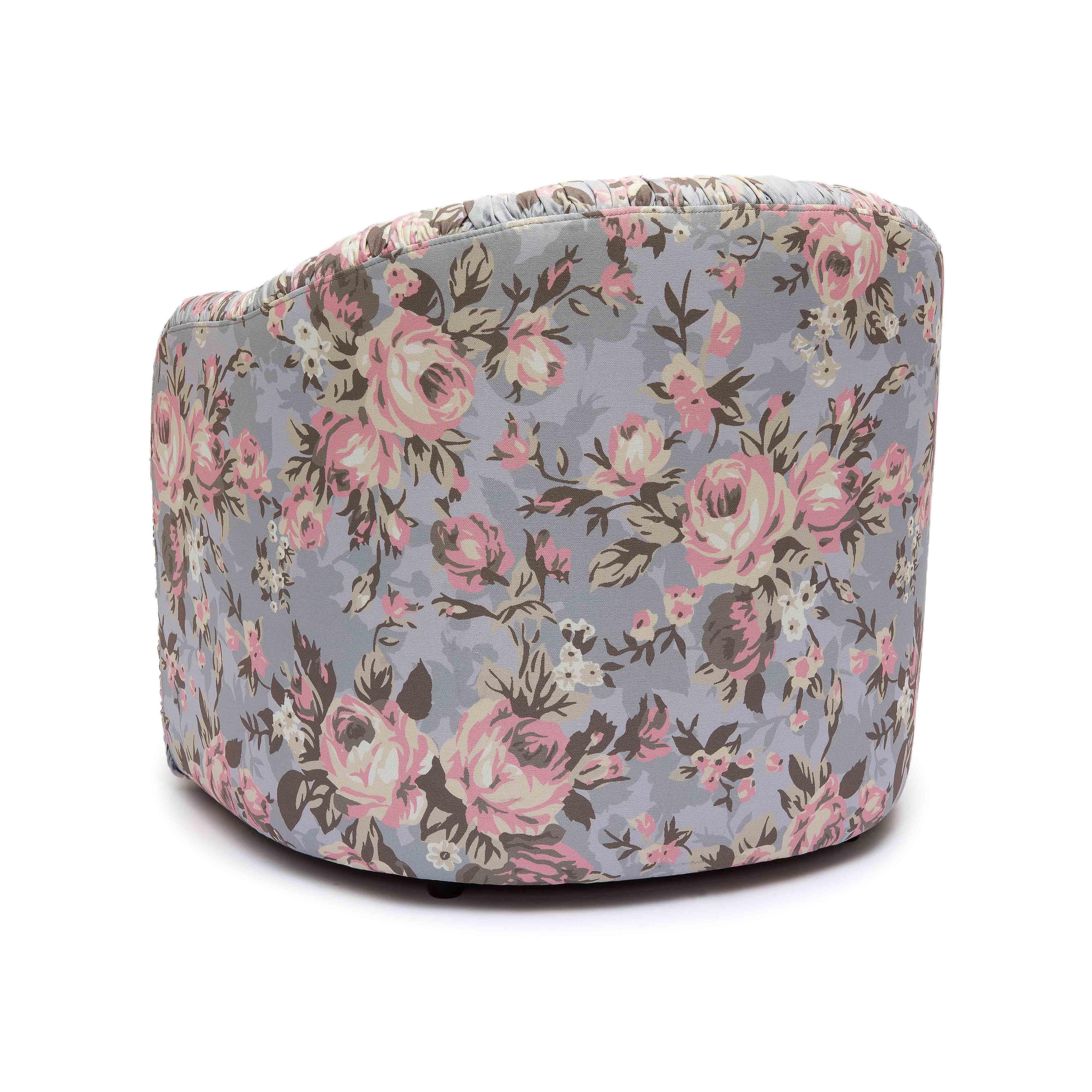 Pamela Spring Floral Print Performance Fabric Tasseled Lounge Accent Chair