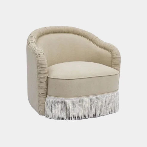 Pamela Tan Performance Chenille Tasseled Lounge Accent Chair