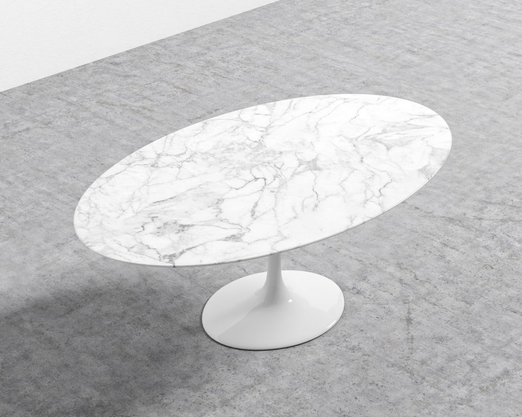 Tulip Table Oval - Carrara White Marble