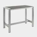 Shore Outdoor Patio Aluminum Rectangle Bar Table in Silver Gray