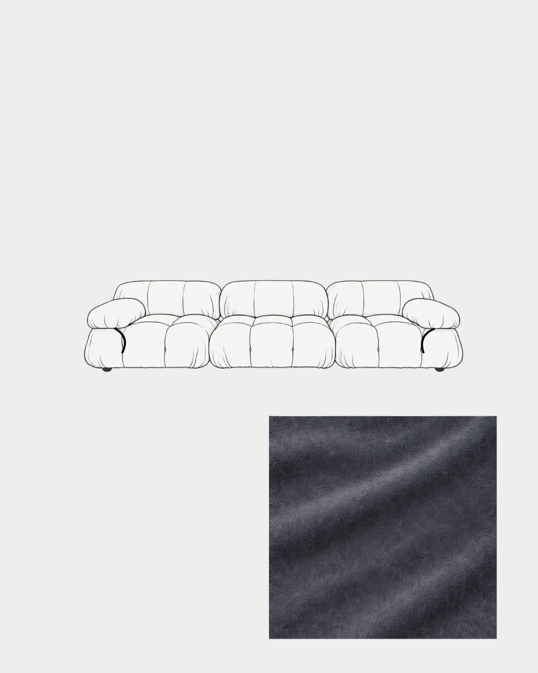 Mario Bellini Three-Seater Velvet Sofa