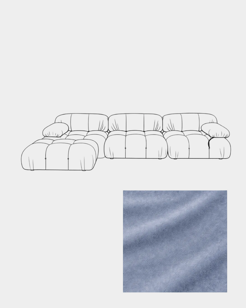 Mario Bellini Velvet Sofa with Ottoman