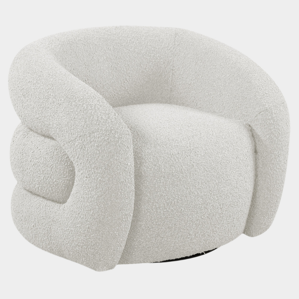 Roxbury Boucle Fabric Upholstered Swivel Accent Chair