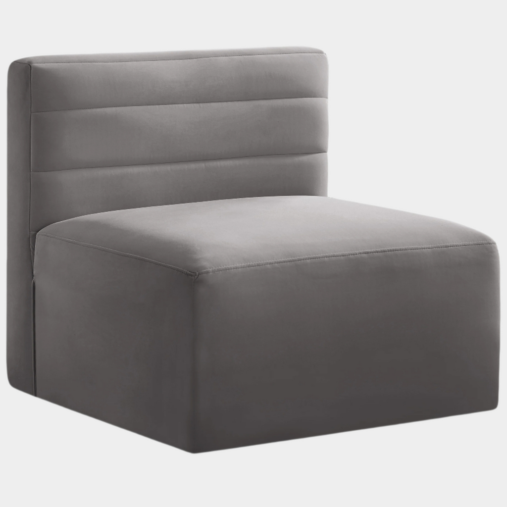 Quincy Velvet Upholstered Comfort Armless Modular Chair