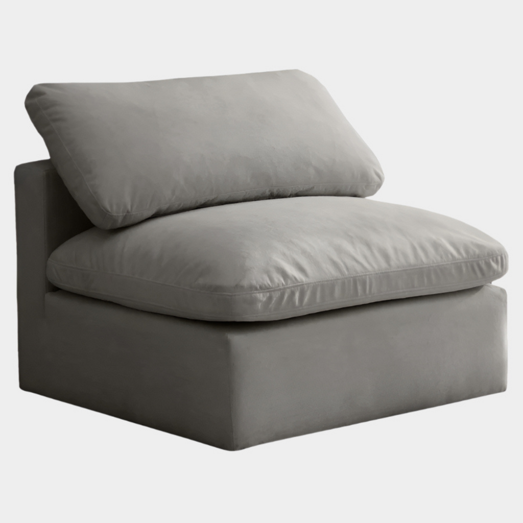 Plush Velvet Upholstered Standard Comfort Modular Armless Chair
