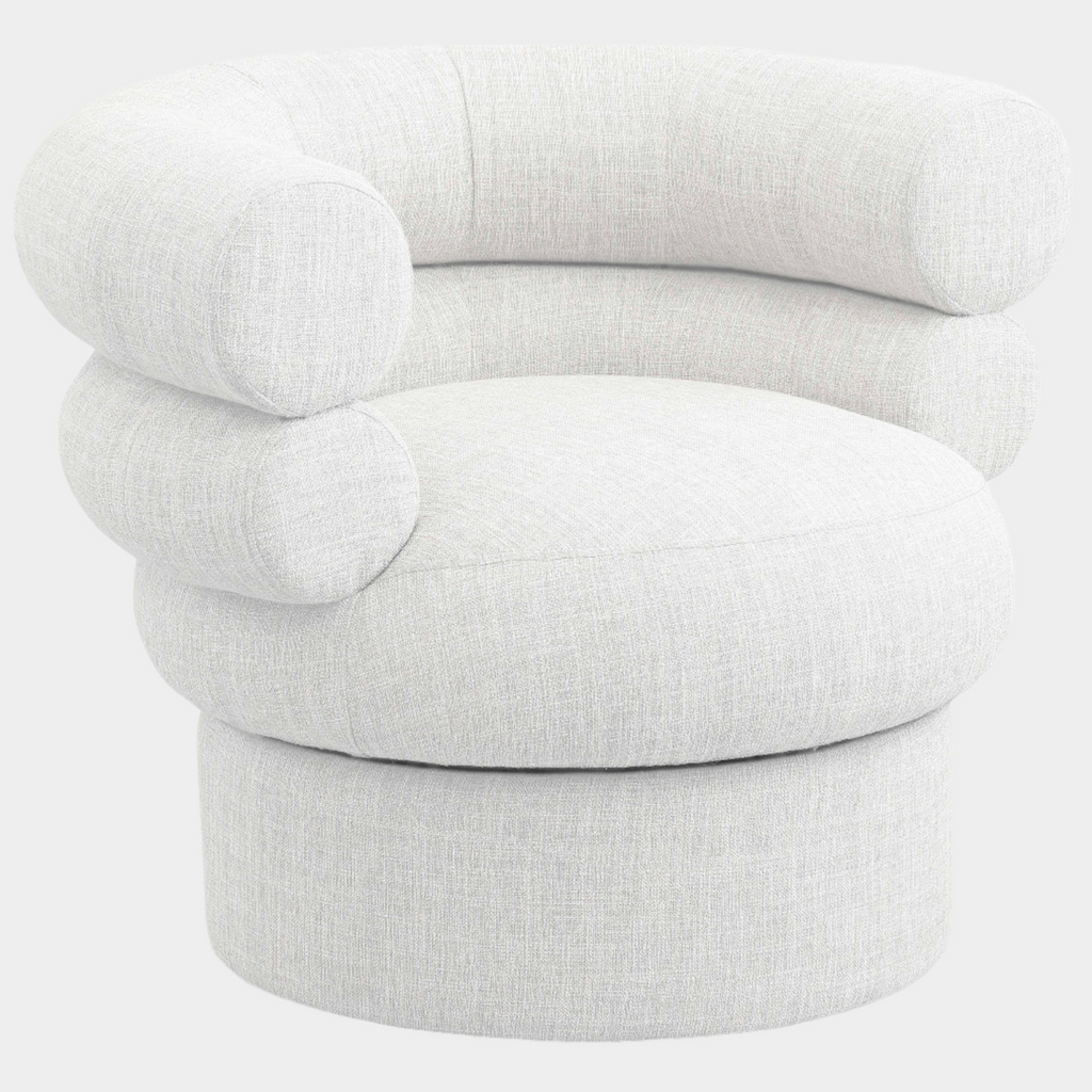 Valentina Linen Textured Fabric Upholstered Swivel Accent Chair