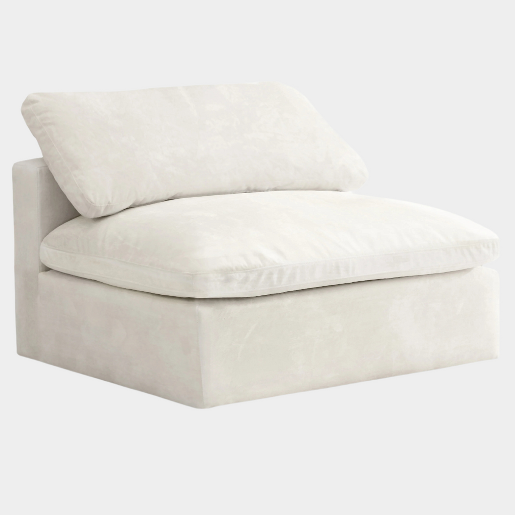 Cozy Velvet Upholstered Overstuffed Fiber Filled Comfort Comfort Armless Modular Chair