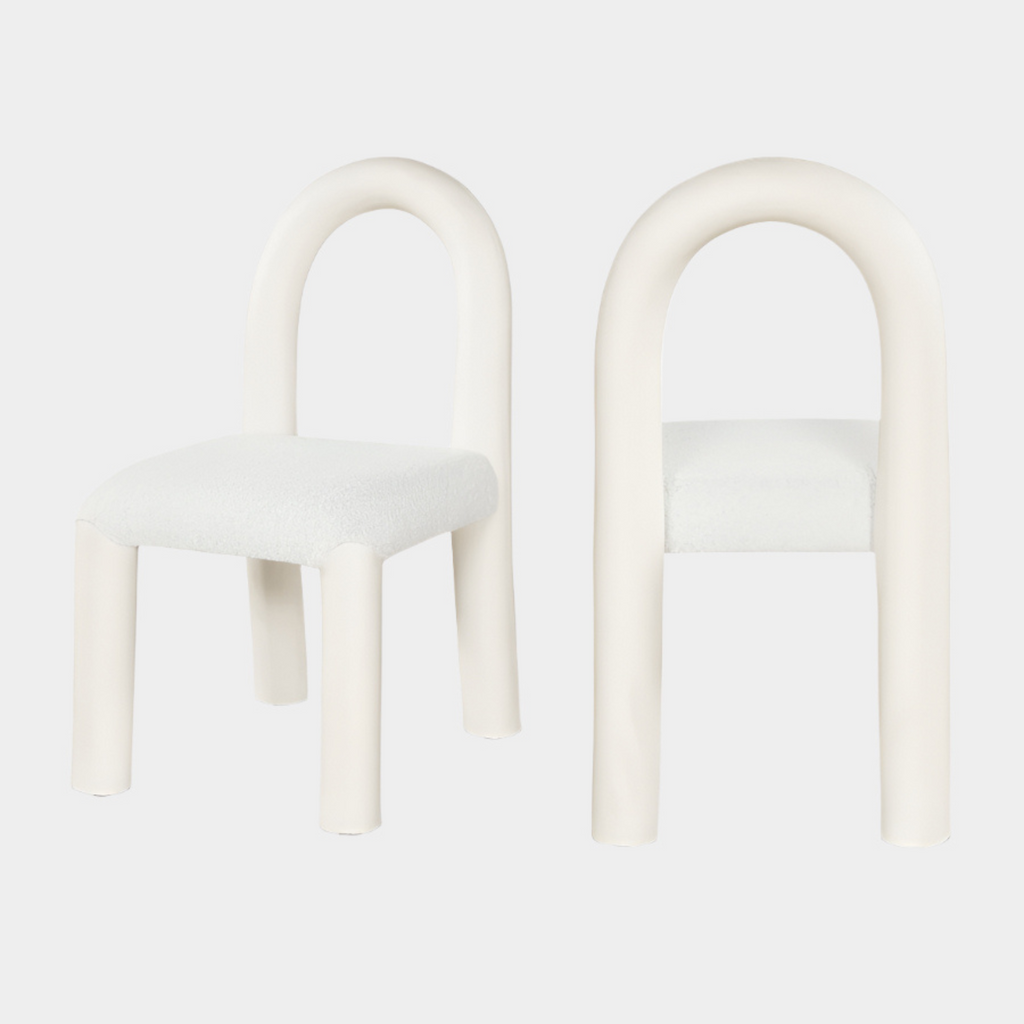 Amari Vegan Leather And Boucle Fabric Upholstered Dining Chair