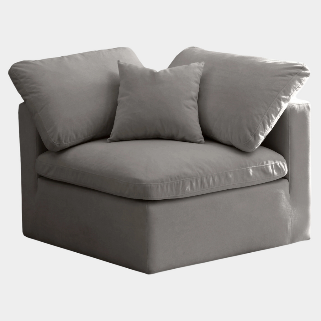 Plush Velvet Upholstered Standard Comfort Modular Corner Chair