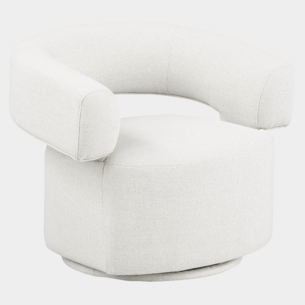Niya Linen Textured Fabric Upholstered Swivel Accent Chair