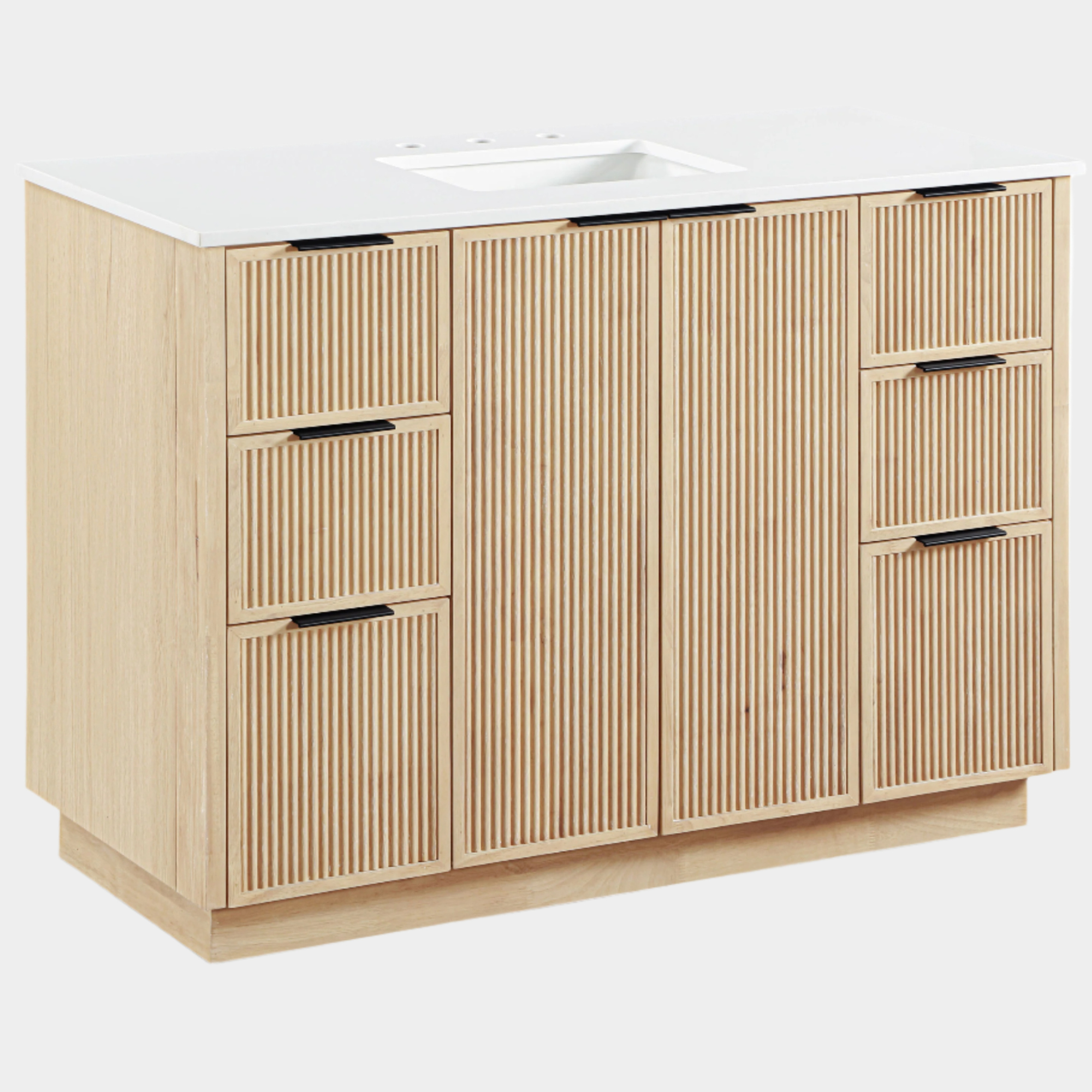 Willard 48" White Engineered Stone And Solid Wood Bathroom Vanity