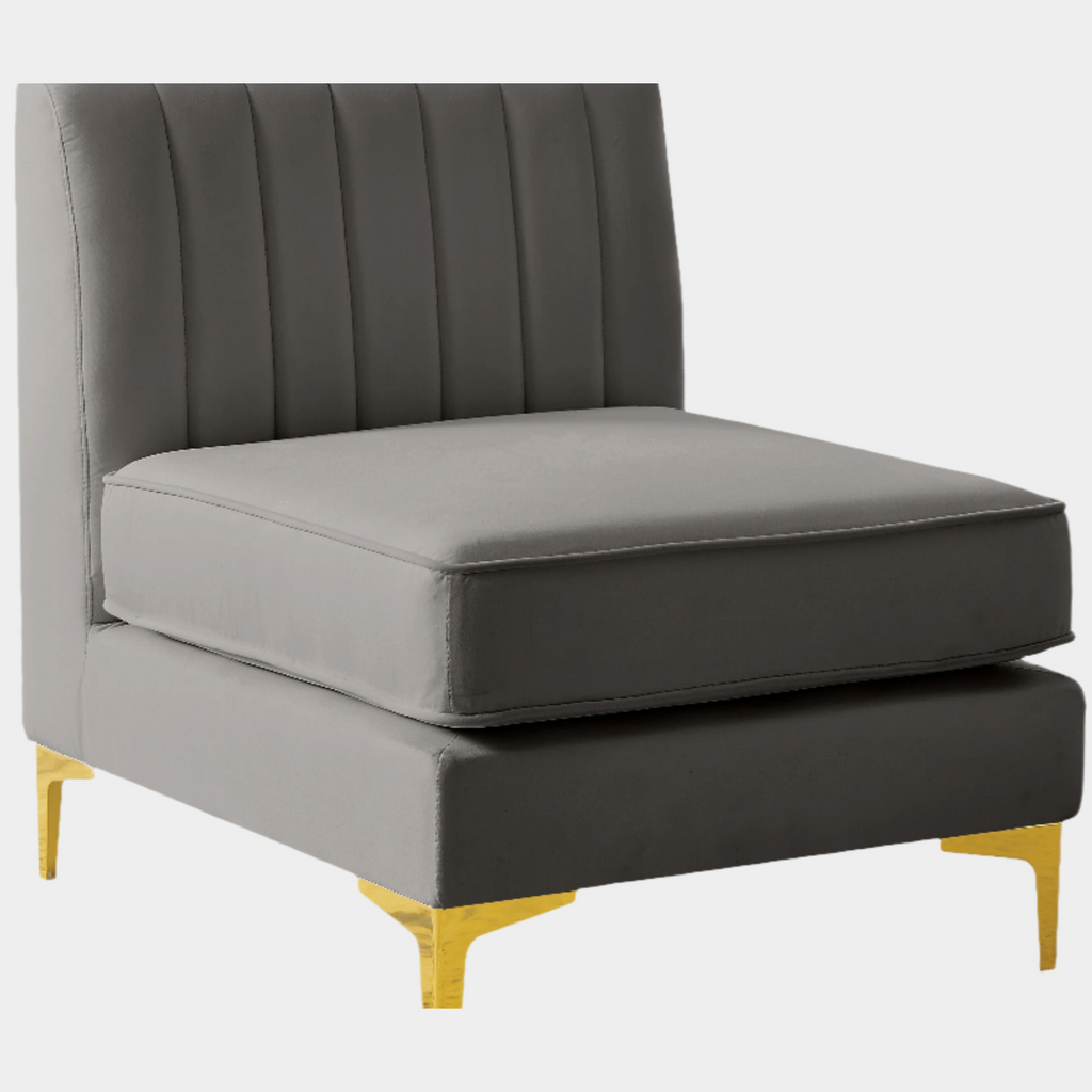 Alina Velvet Upholstered Modular Armless Chair