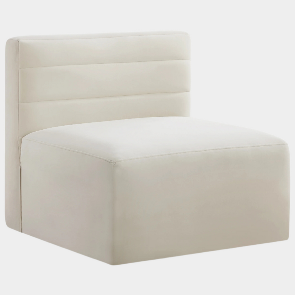 Quincy Velvet Upholstered Comfort Armless Modular Chair