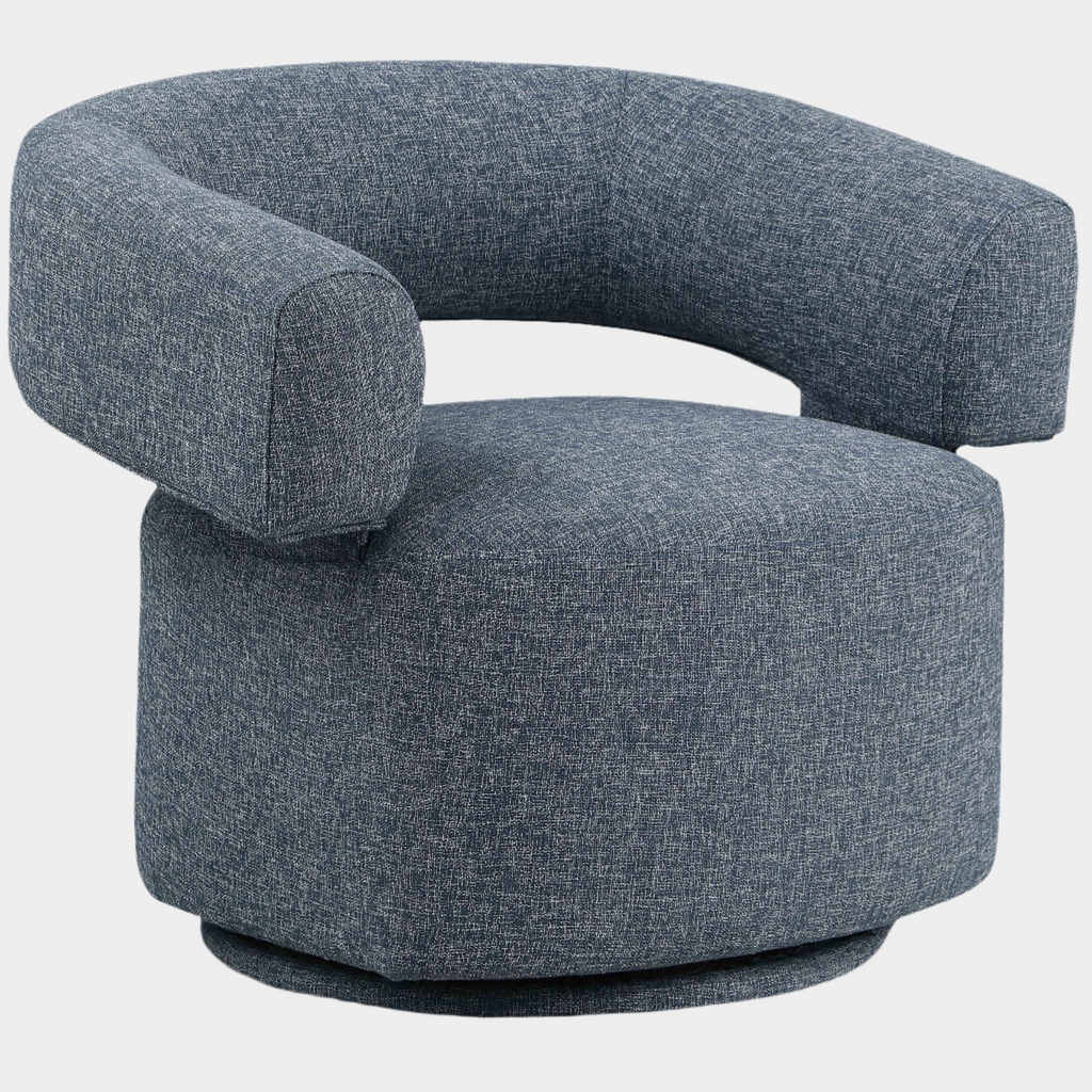 Niya Linen Textured Fabric Upholstered Swivel Accent Chair