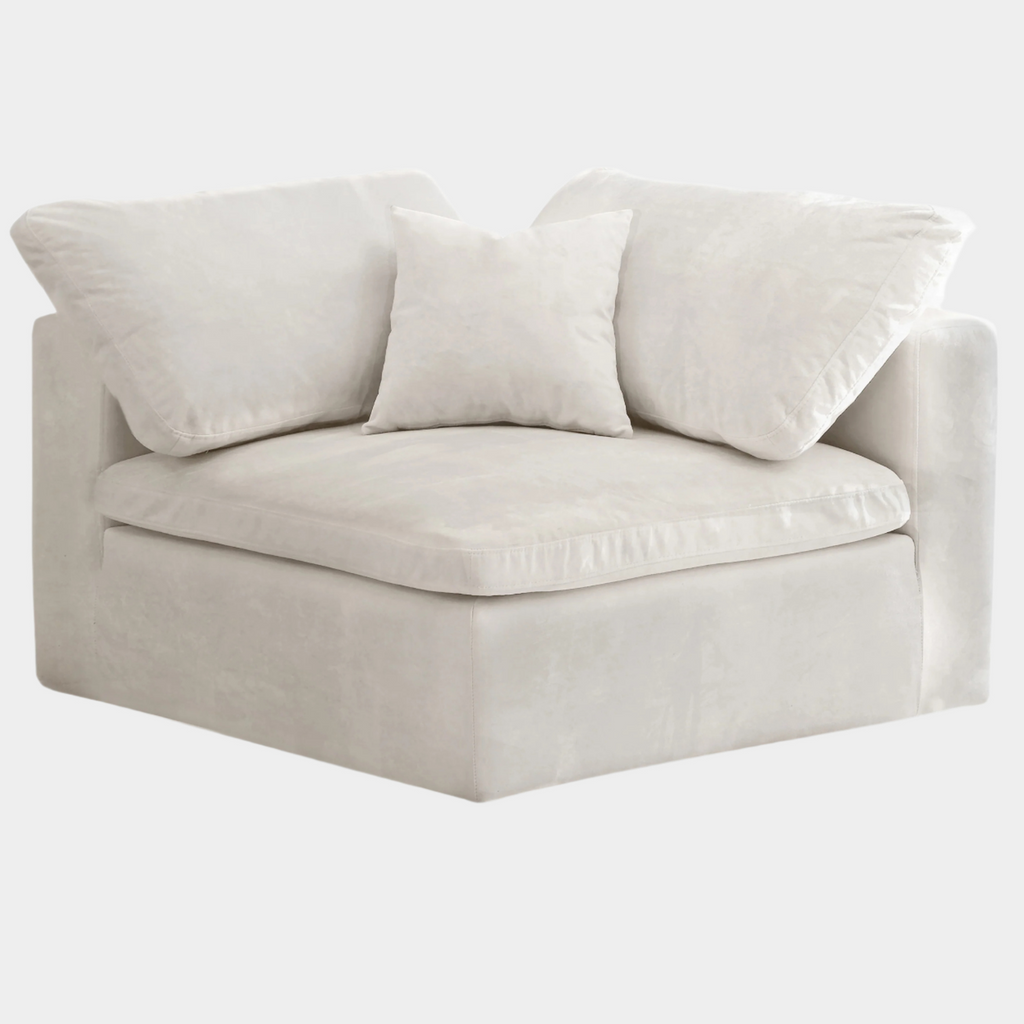 Cozy Velvet Upholstered Overstuffed Fiber Filled Comfort Comfort Corner Modular Chair