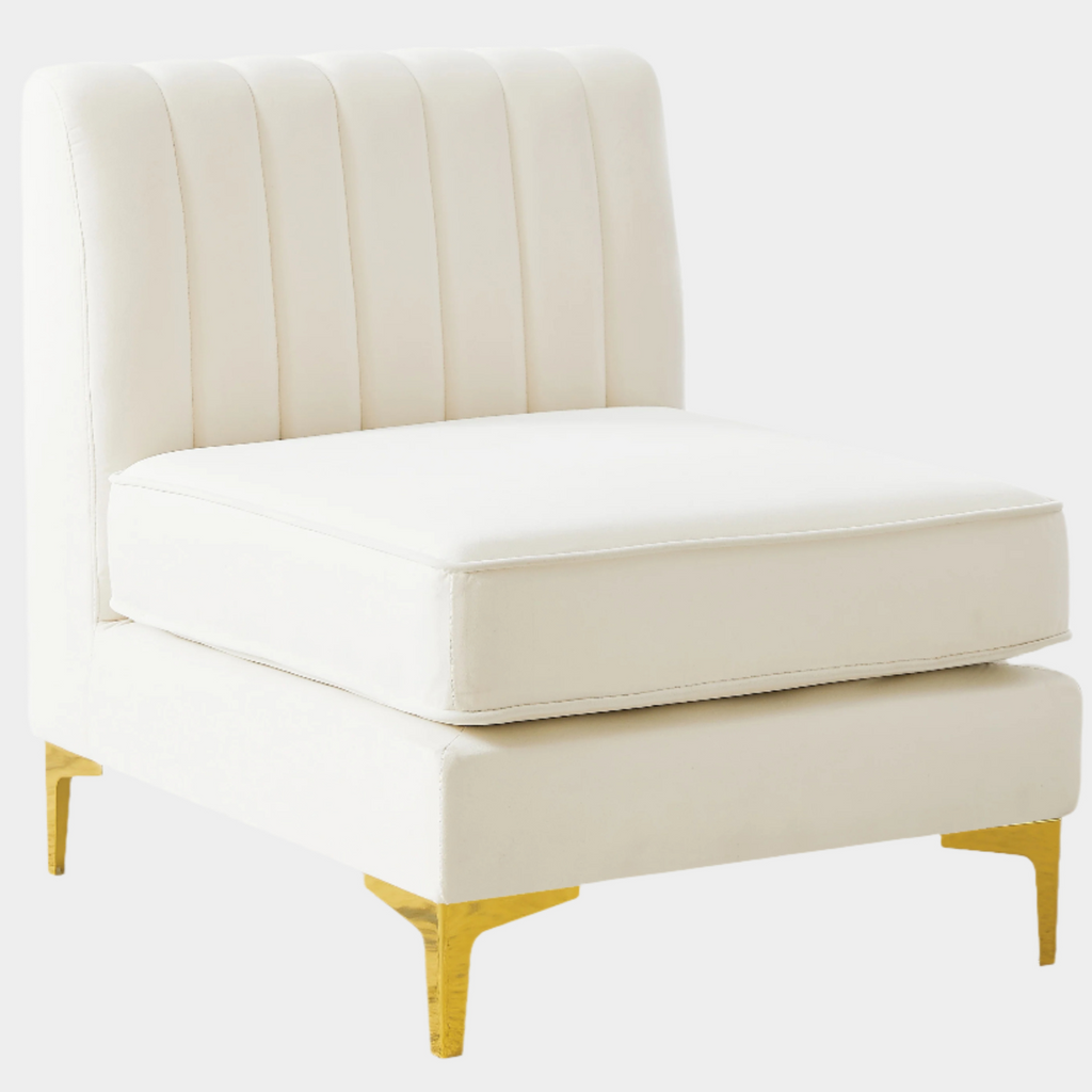 Alina Velvet Upholstered Modular Armless Chair